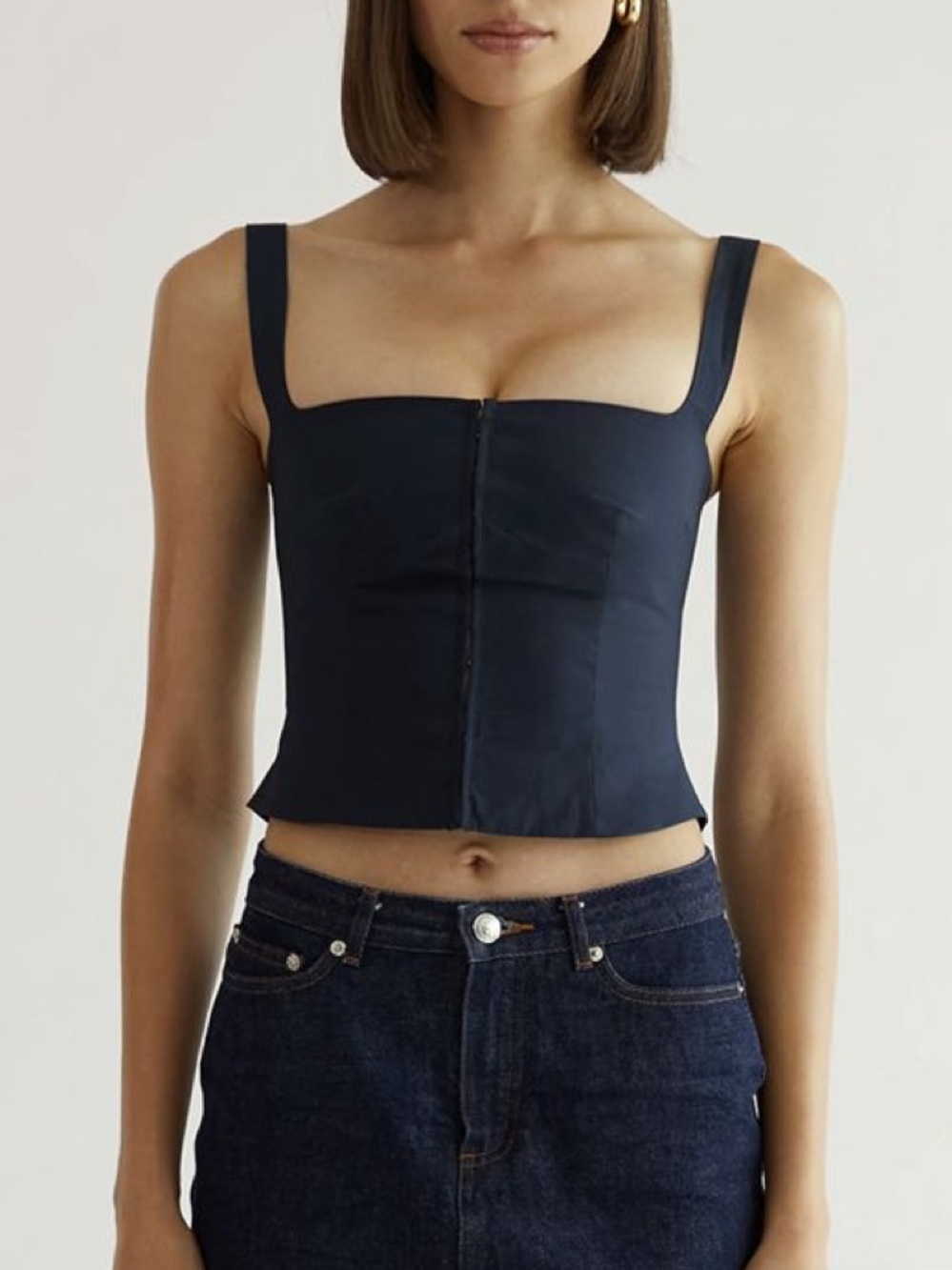 Orseund Iris Navy Minimalist Bustier Top